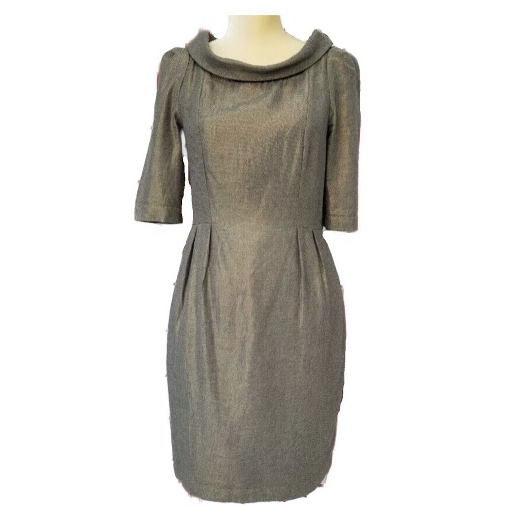Emily and Fin NWT ModCloth Gold Retro Knee Length Sheath Dress- Size Small